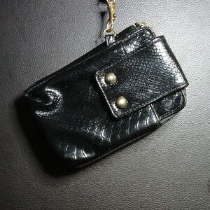 Black Snakeskin Textured Wristlet